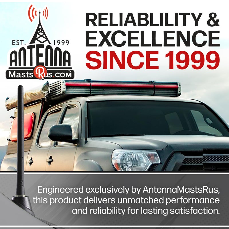 AntennaMastsRus Short Rubber Antenna fits Toyota Tundra (2000-2020) - USA Stainless Steel Threading - The Original 6 3/4 Inch Accessories - Car Wash Proof - Internal Copper Coil - Image 2